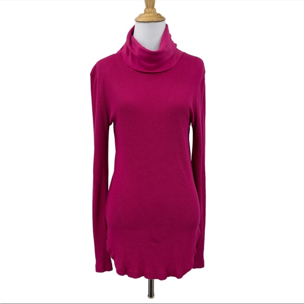 Evereve X Michael Stars Turtleneck Womens S Winterberry Thermal Hem Top
